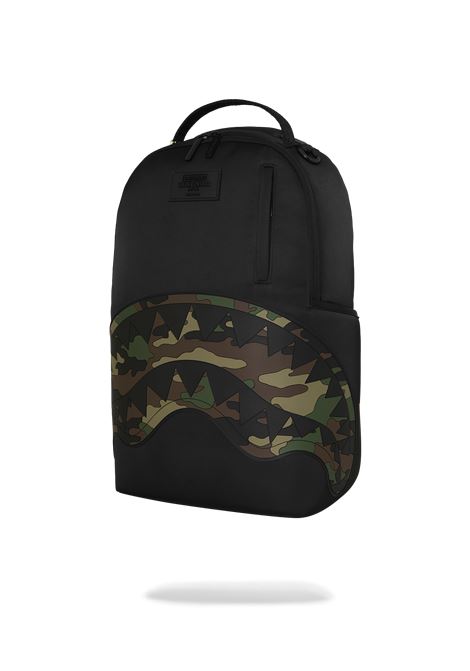 Zaino con shark SPRAYGROUND | 910B9331NSZSHARK CENTRAL BLACK NYLON CAMO